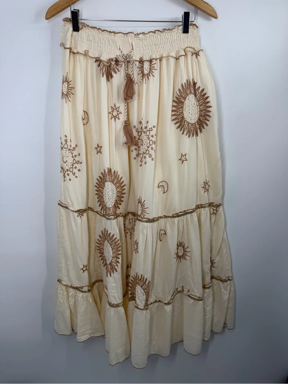 Zara Cream Boho Celestial Maxi Skirt - Picture 12 of 16